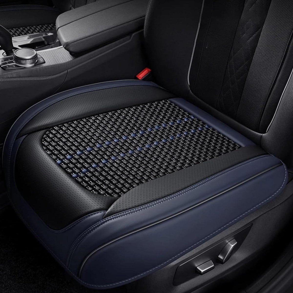Autostoelkussen Verhoger - Zitkussen Auto - Comfortabel Rijden - Ademend Pluche Materiaal - 1x1x1 cm - Blauw Zwart