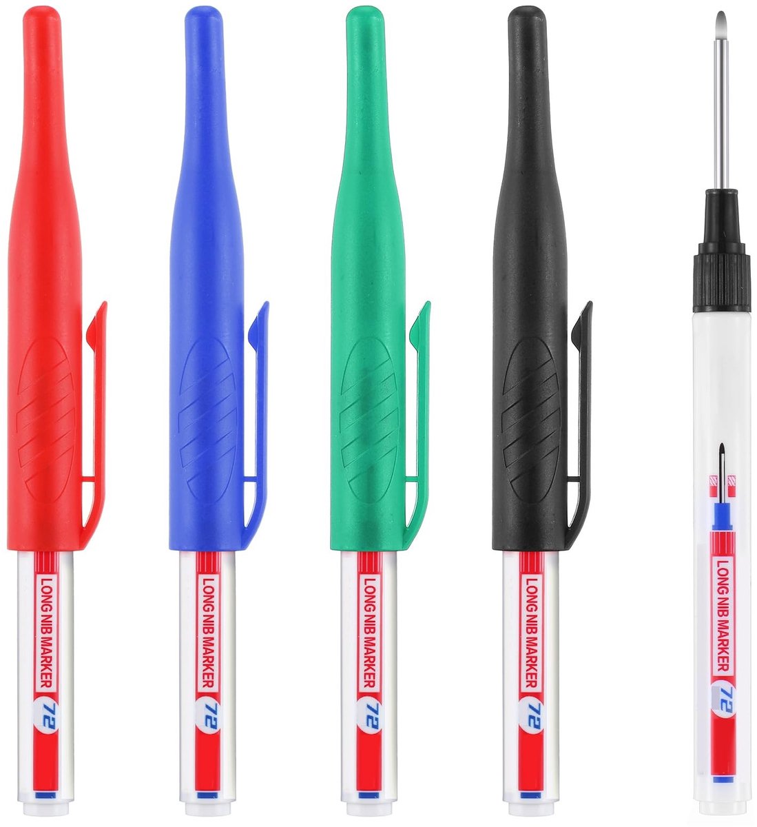 BRENZOOS- Markeerstift 4 Stuks - Multifunctionele Markeringsstiften - Diepgat Markers - Waterdicht - Kunststof - 30 mm Punt - Marker