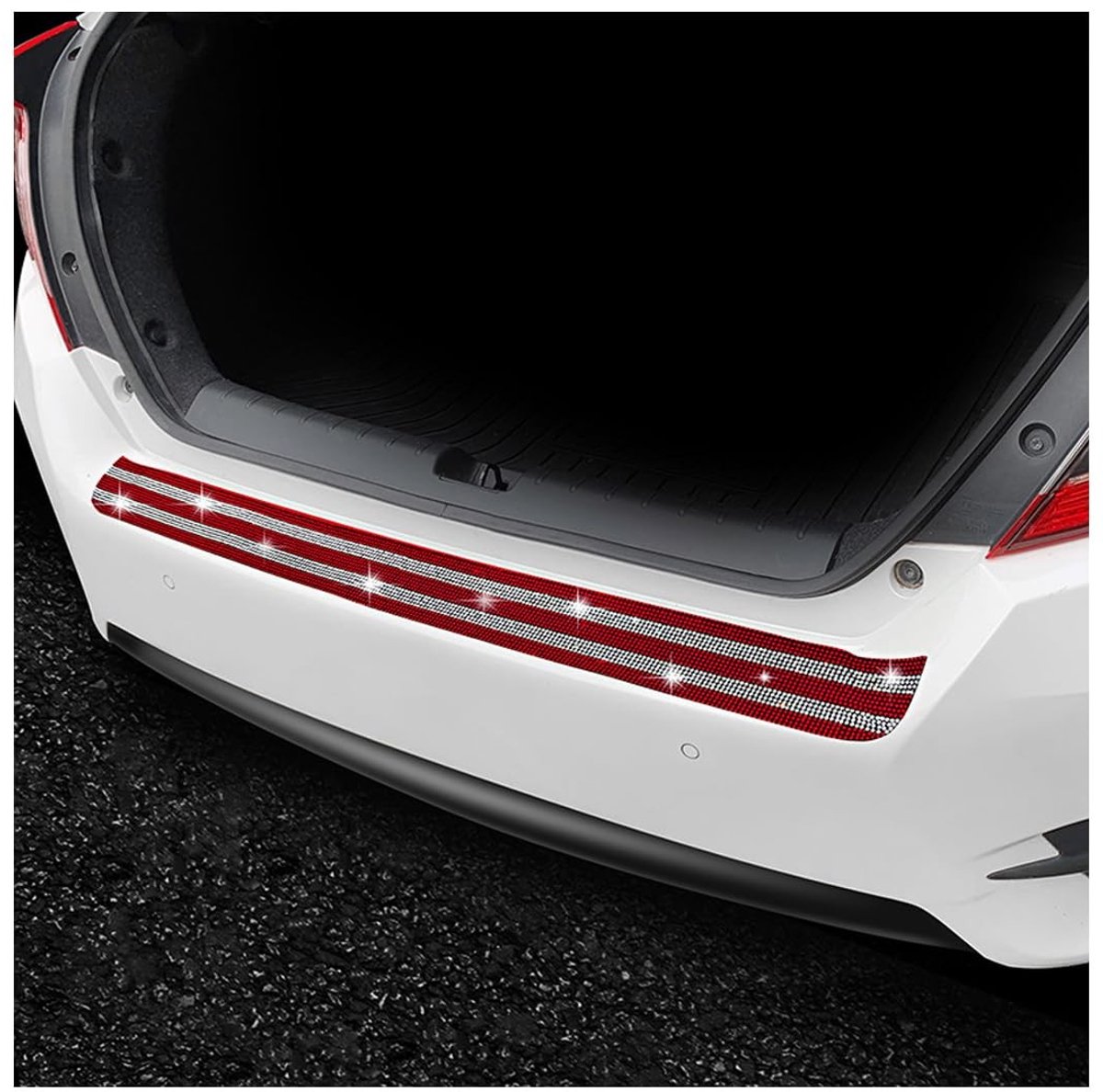 BRENZOOS- Bumperbescherming krasbestendig - Auto accessoires - Achterbumper sticker - Zelfklevend - Diamanten design - Afmetingen 84 x 7 cm