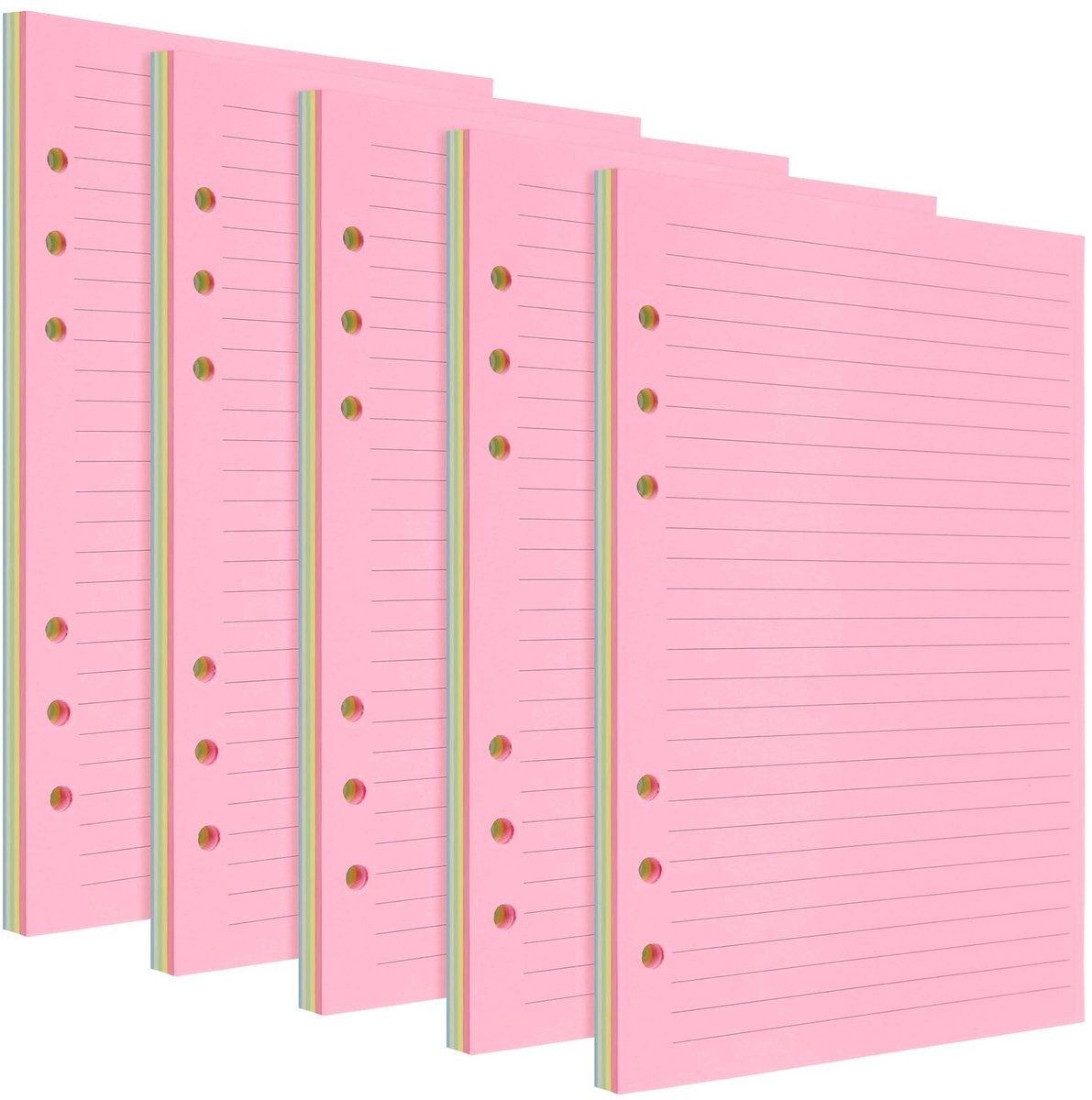 JHUBERS- Navulpapier 250 Vellen - A5 Gevoerd - Gekleurde Bladen - Planner Inserts - Notities - Creatieve Bezigheden - 21x14,2 cm - Notitiepapier