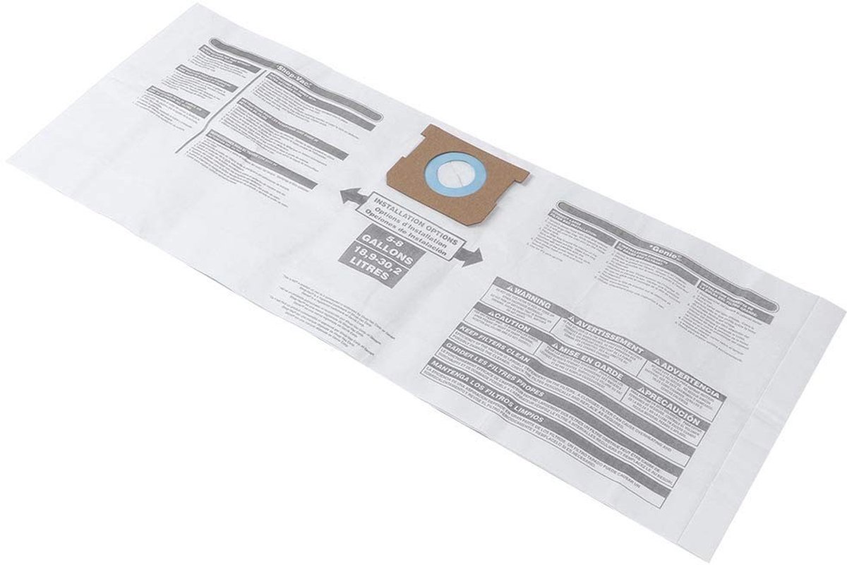 JHUBERS- Stofzak Verwisselbaar 775 x 298 mm - Vezelweefsel - Geschikt voor Shop-Vac 90661/906-61 - Allergieën - Verbeterde luchtkwaliteit - Vacuümzak