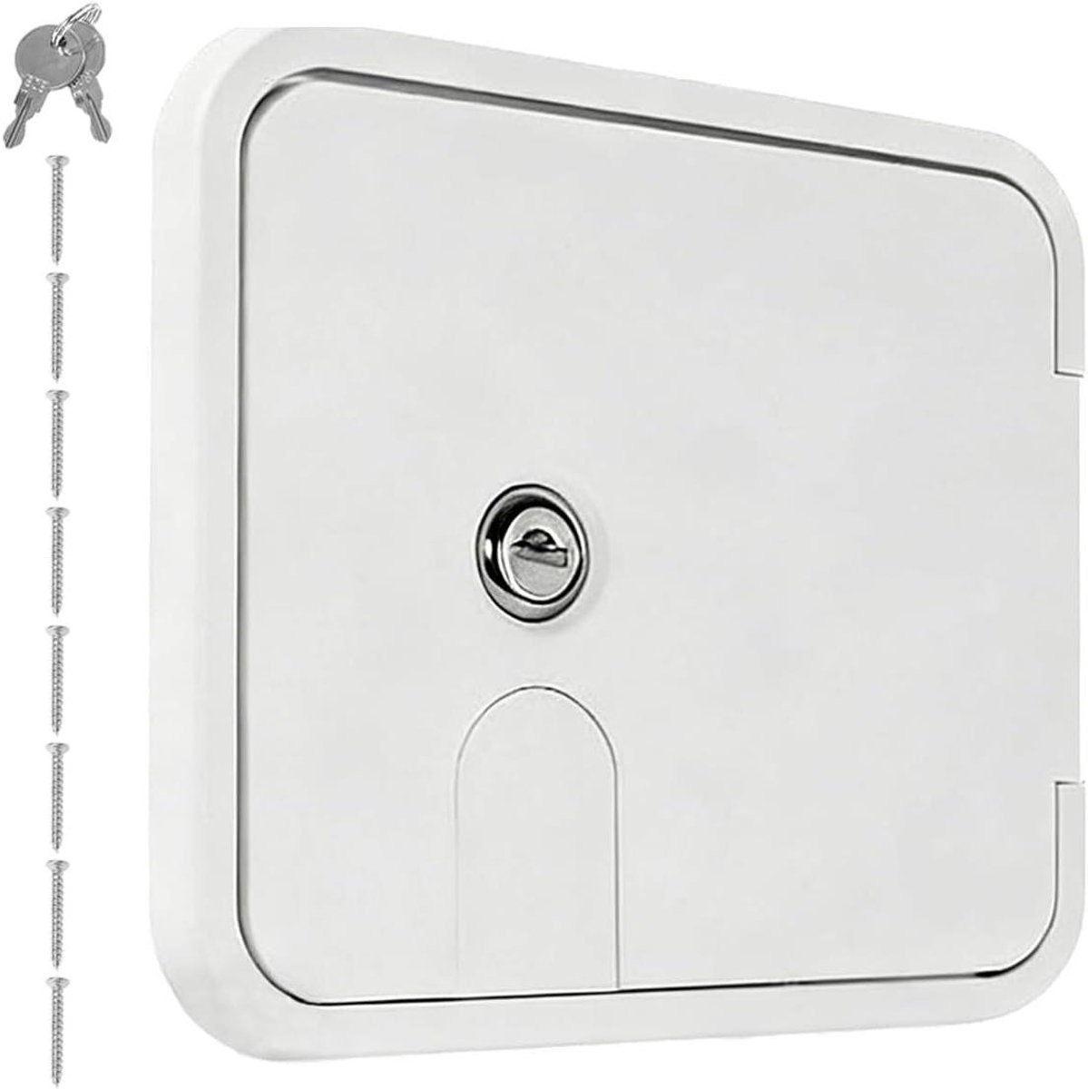 Rv netsnoer luik - Compartiment cover - Kabel opbergen - Roestbestendig design - 21x17x7 cm - Wit