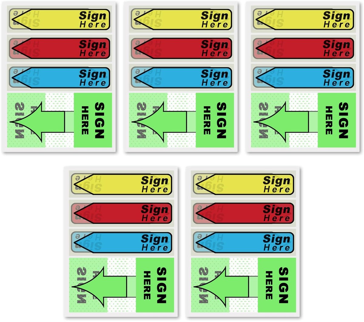 BRENZOOS- Stickers 500 Stuks - Teken Hier Labels - Vlaggen - Datum Stickers - Tabbladen - BOPP Materiaal - 7,8x0,2x5,1cm - Label