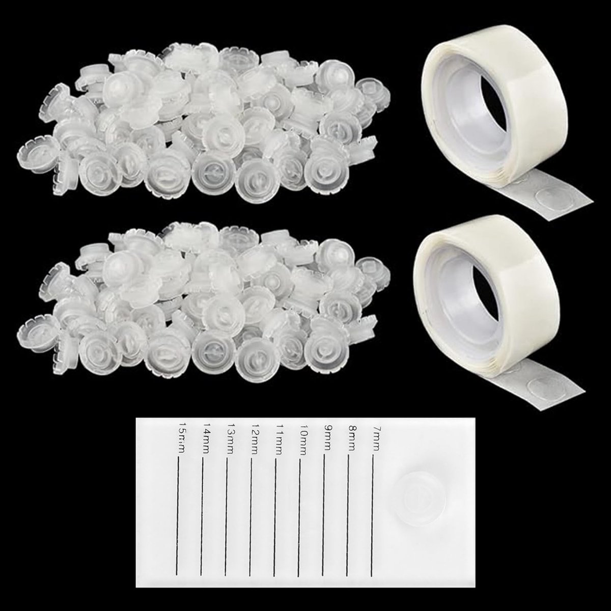 Dailygoods- Wimperverlengingsringbekers 200 stuks - Professionele Wimperwaaierbekers - Inclusief Lijmpunt en Lijmtafel - Hoogwaardig Kunststof - V-vormige Basis voor Naadloze Aanbrenging - Wimperlijmhouder