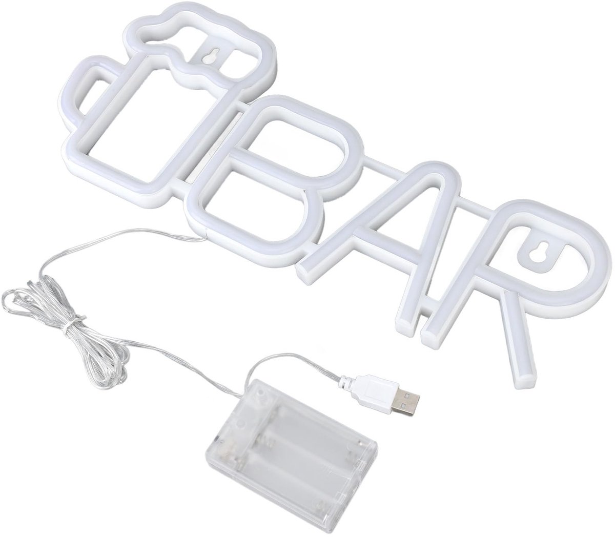 Dailygoods- Neon Teken Bar/Bierbekervorm - LED Neon Licht - USB/Batterij Aangedreven - 14 Inch Lang - 5,7 Inch Breed - Hoge Veiligheid - Neonlicht