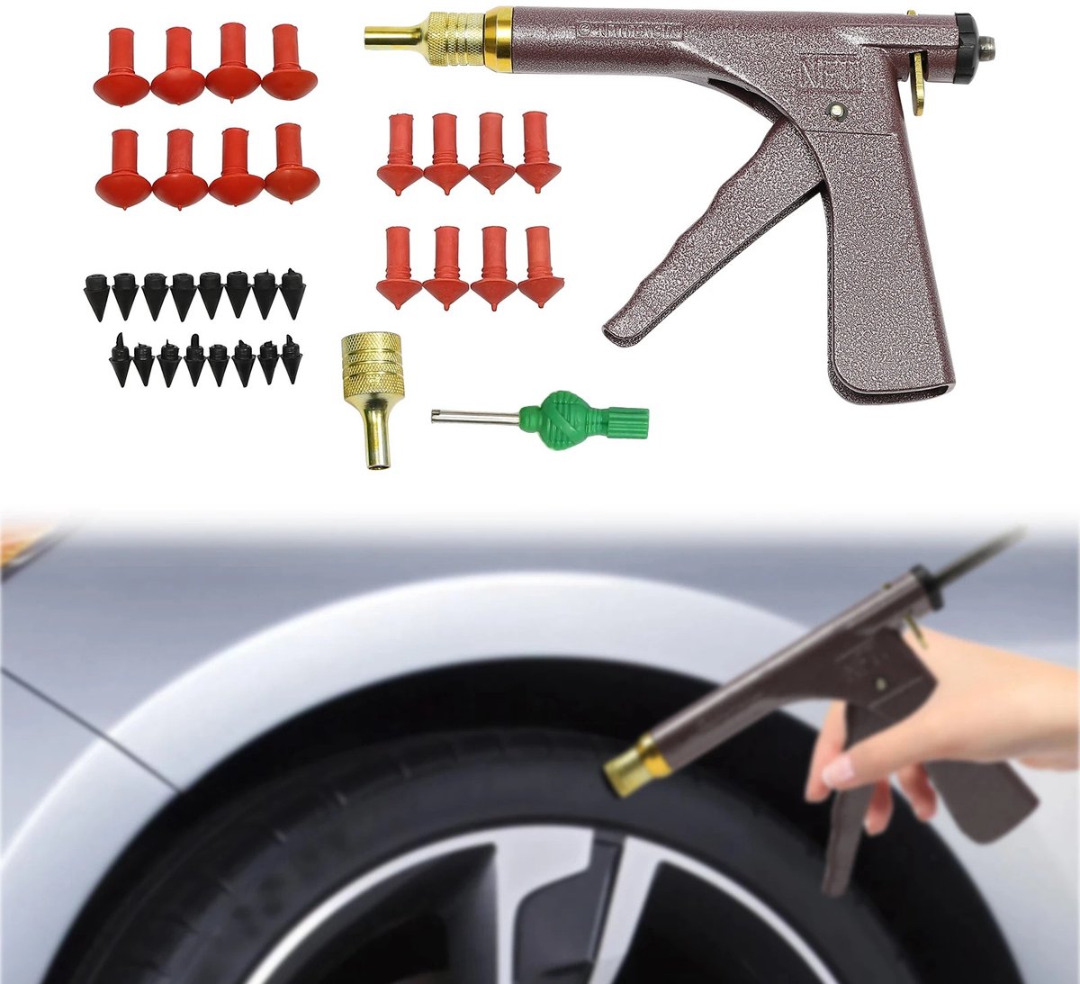 Dailygoods Lichtbruine auto-wiel vacuüm bandenreparatieset paddenstoelplug bandenplugger tubeless met doos - AliExpress