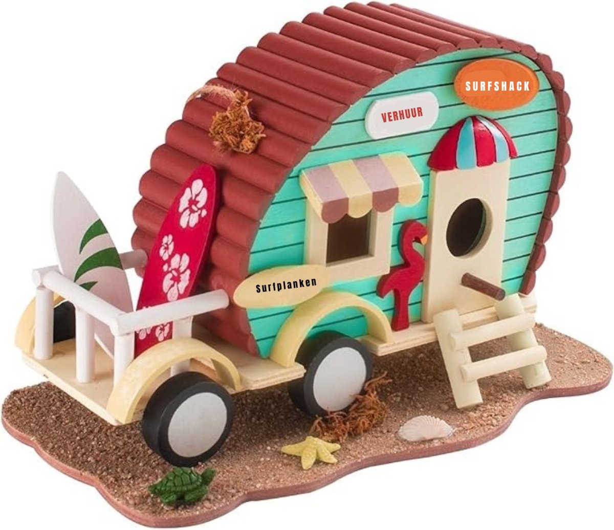 QIN® Nestkastje Koolmees - Nestkastje Pimpelmees - Nestkastje Koolmees Bouwpakket - Bruin - 17cm x 30cm x 17cm
