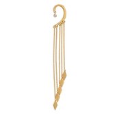 Goudkleurige ear cuff oorbellen dames ruit hanger design met lange kettingen oor cuff zonder piercing statement oor sieraad met geometrische hangers en kristal detail