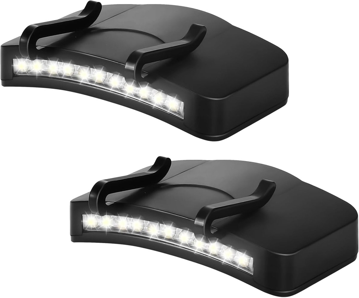 ZVD Set van 2 petlampen (11 LED's) – Waterdichte, ultraheldere clip-on lamp voor aan de klep van een pet of hoed, op batterijen. Geschikt voor jagen, kamperen, vissen en wandelen.