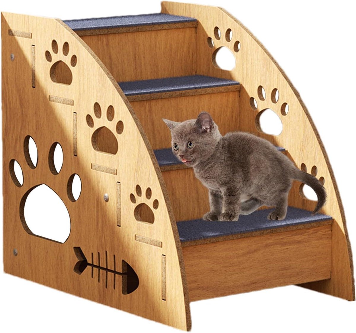 Huisdier Trappen - Hondenladder Kattenladder - Veilig Omhoog - Antislip Tapijt - 4 Lagen - Veelkleurig