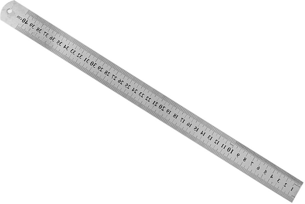 Stalen Liniaal - Meetlat Precisie - Nauwkeurig Meten - Roestvrij Staal - 400 mm - Zilverkleurig