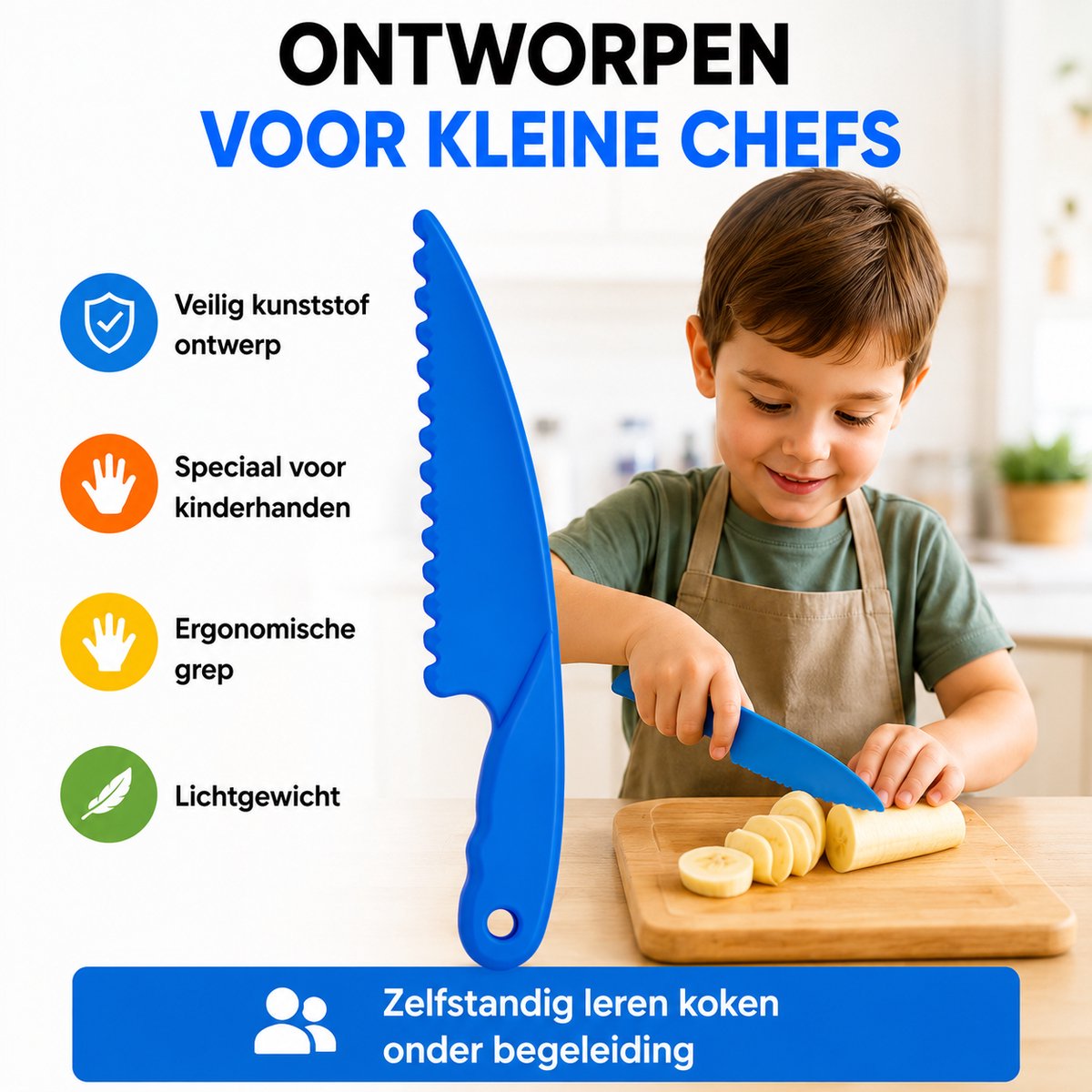 Kindermessen Set 3-delig | Veilige Kindermessen voor Kinderen | Kinderkeuken Set | Vanaf 3 Jaar — afbeelding 2