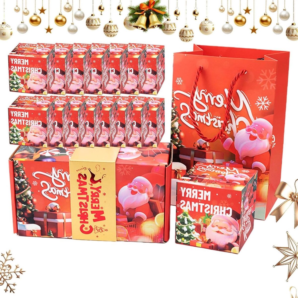 Kerst Gelddoos - Geldopberger Kerst - Cadeau Geven - Interactief Meerlaags Ontwerp - 22.5 x 25 x 5 cm - Rood