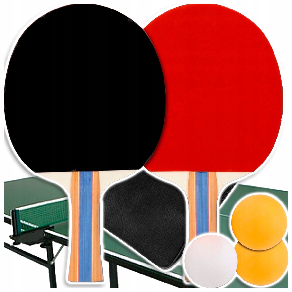 Pingpongset: 2 batjes, 3 ballen en etui - perfect cadeau