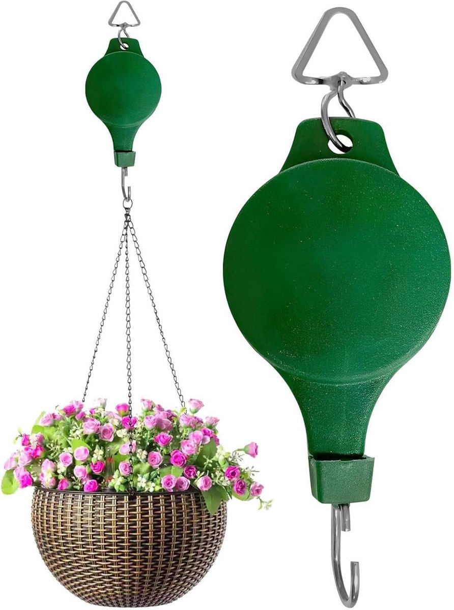 Plantenkatrol - Hijs en Daalhouder - Planten Verzorgen - Soepel Katrolmechanisme - 132 cm - Zwart