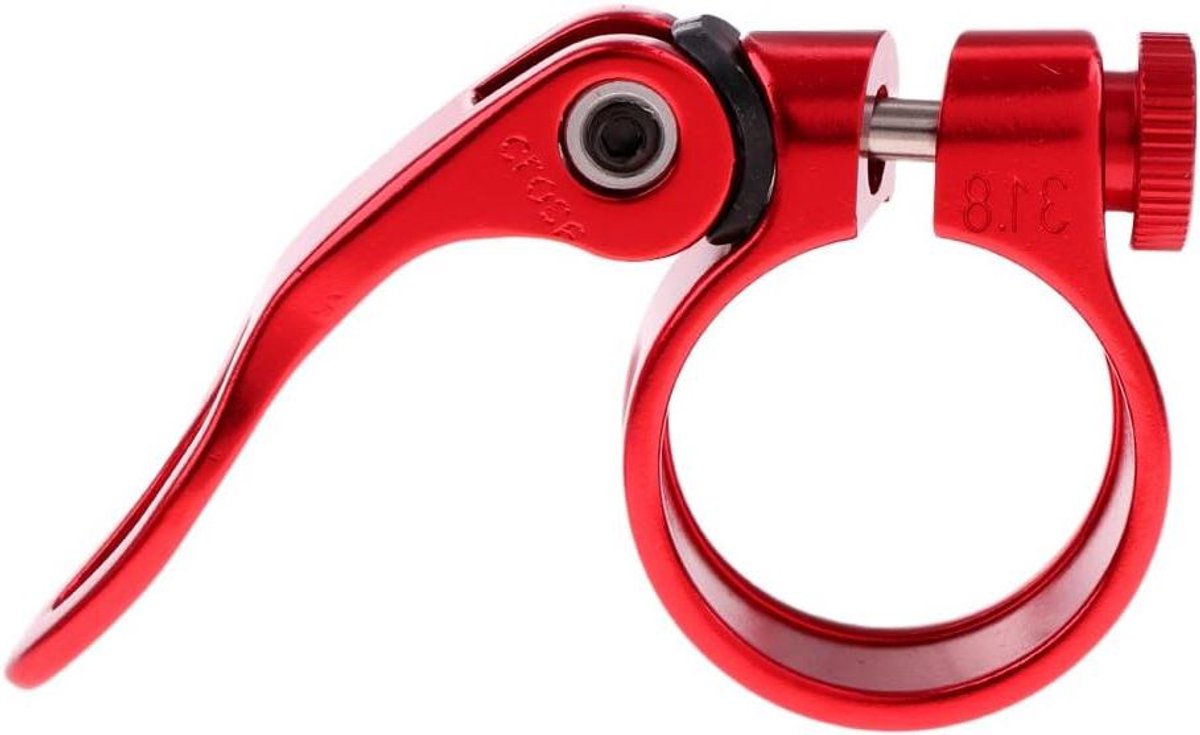 Zadelpen Klem - Zadelklem - Fiets aanpassen - Extra lange hendel - 31.8mm - Rood
