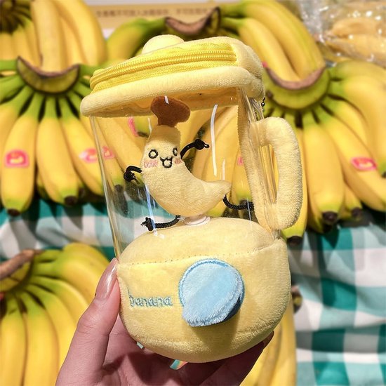 Pluche Blender - Knuffel Speelgoed - Kinderen Spelen - Interactieve Trekkoord - 11 x 10 x 17 cm - Banaan — afbeelding 3