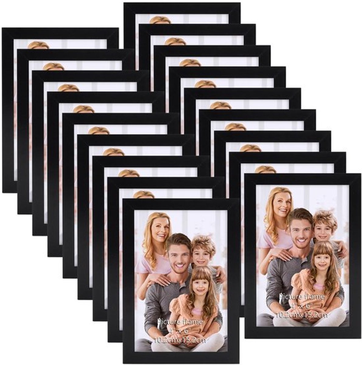 Dailygoody - Fotolijsten Set - 4x6 Zwarte Fotolijsten - Wandmontage