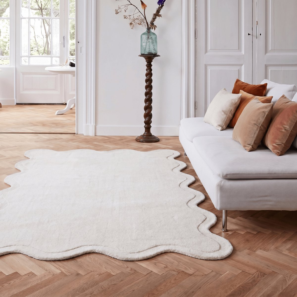 Organisch wollen vloerkleed Scallop Creme Interieur05 - 200 x 290 cm - (L)