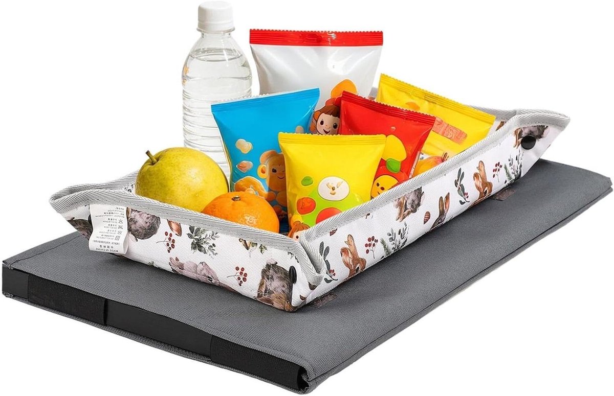 Vliegtuig Dienbladhoes - Reis Organizer - Hygiënisch Eten - Stabiliteit bij Hobbelige Vluchten - 32x21x1.5 cm - Konijntje