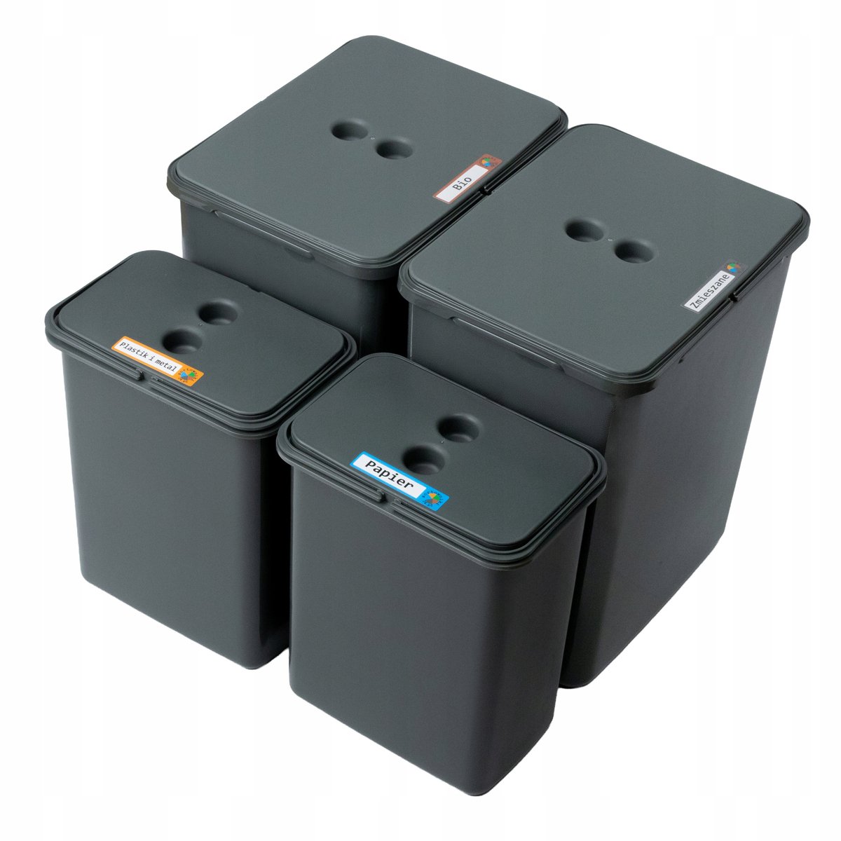 FLEXI Afvalscheidingssorteerder voor 60cm Lade - 4 Bakken (2x20L, 2x8L)