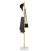 Luxaliving Kapstok Staand / Staande Kapstok / Garderoberek / Kledingrek - Marmeren Voet - 8 Haken - Goud/Wit - 170x32 cm