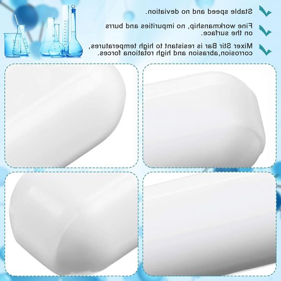 Set van 6 Magnetische Roerstaafjes voor Laboratorium - PTFE Roerstaafjes voor Mengtoepassingen en Experimentele Analyse — afbeelding 2