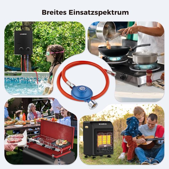 Gasdrukregelaar met slang - LPG regelaar - Veilig koken buiten - Stabiele gasdruk - 50 mbar - Zwart — afbeelding 3