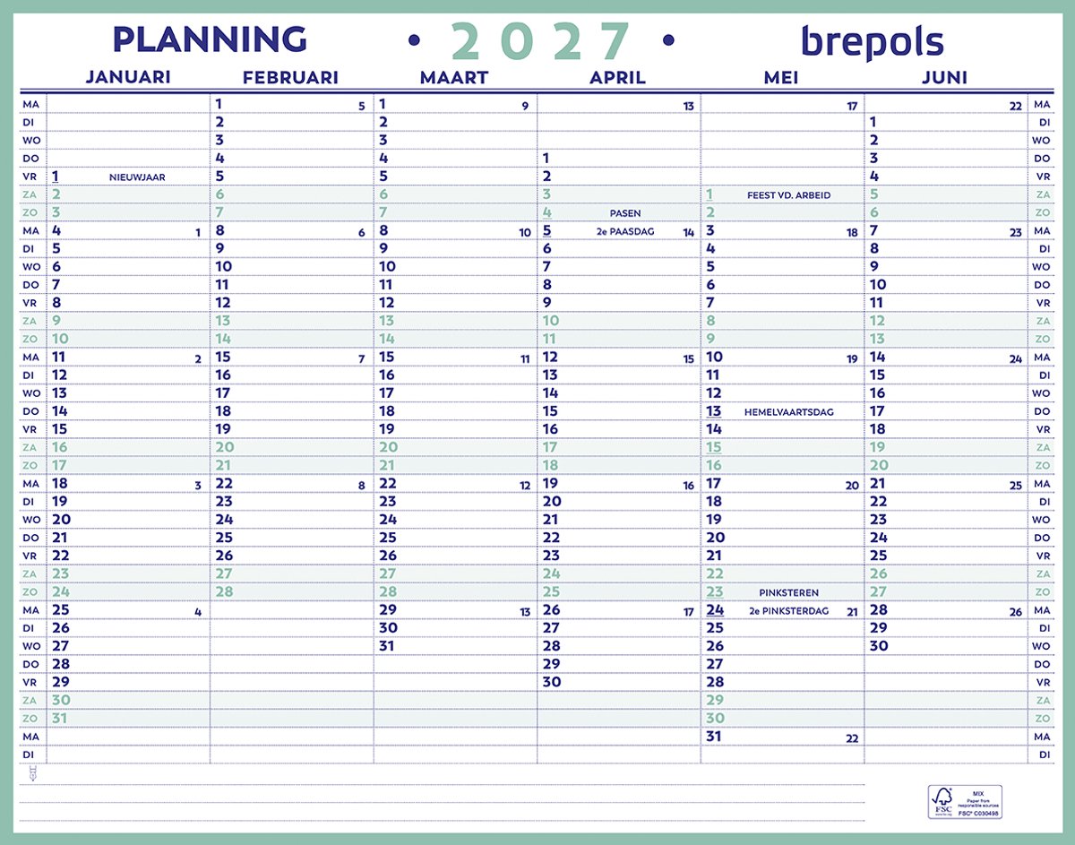 Brepols MAXI Planning 2027 NL [1.805] - Jaar planner - 42 x 33 cm