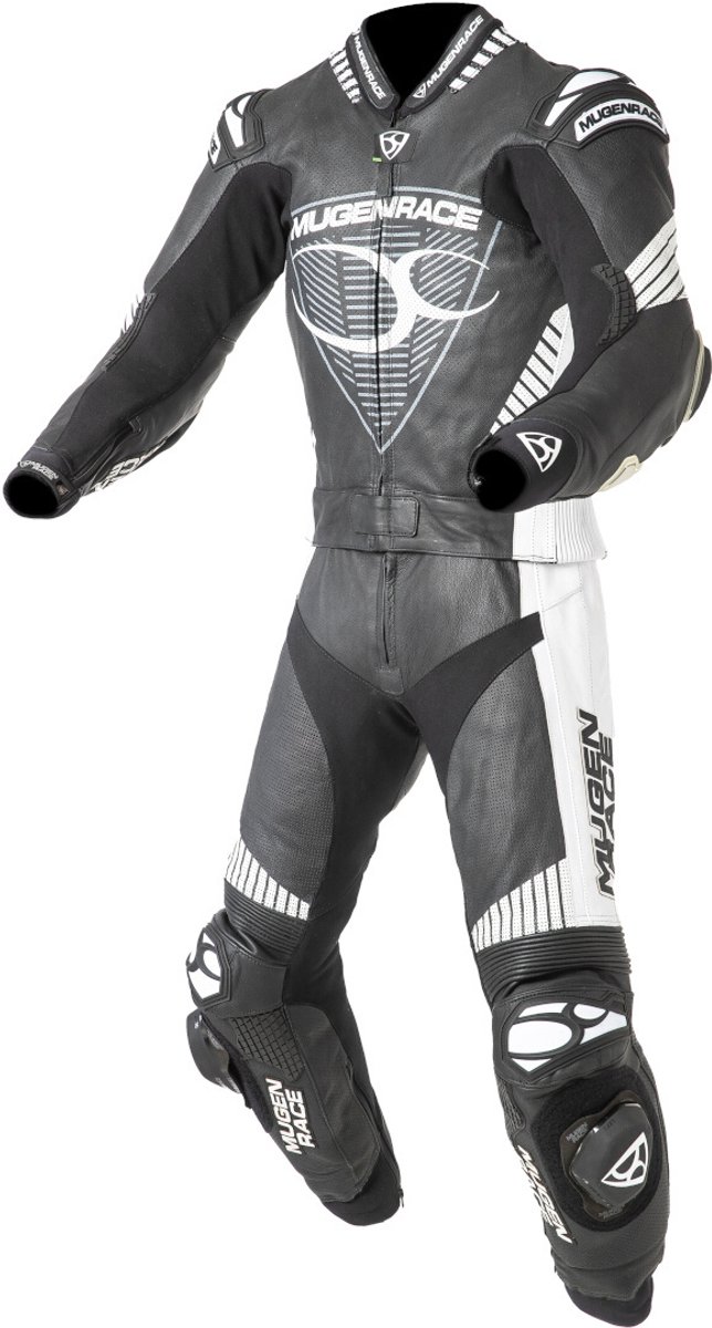 MUGENRACE Impegnato Zwart Wit Geperforeerd 2-Delig Motorpak - Racepak