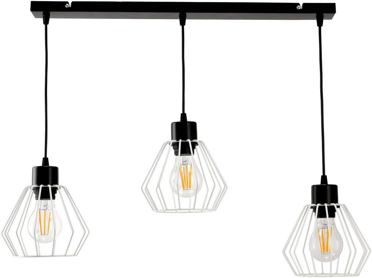LED Hanglamp Diamant Wit 3x E27 Verstelbaar Balk