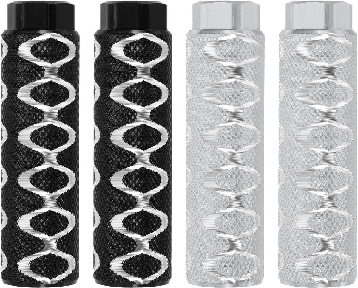 Fietspennen Set - Voetsteunen Fiets - Extra Grip - Aluminium Legering - 4 Stuks - Zilver Zwart