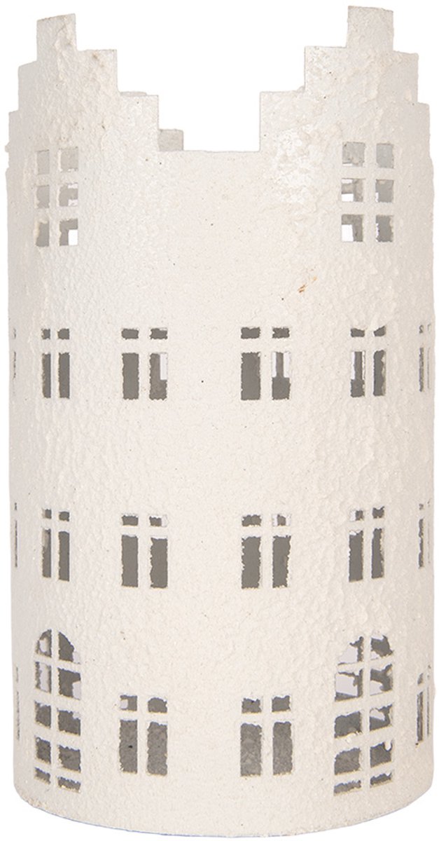 Clayre & Eef Waxinelichthouder Huis Ø 13x23 cm Wit Metaal