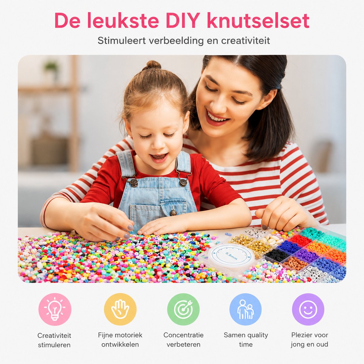 BOTC Sieraden Set - knutselen meisjes - armbandjes maken meisjes - Sprankelende Sieraden Maken Pakket - Kralen Set - 1050-Delig - Maak je eigen sieraden - Kettingen & Armbanden - Kralenketting Telefoon Meisjes & Dames — afbeelding 2