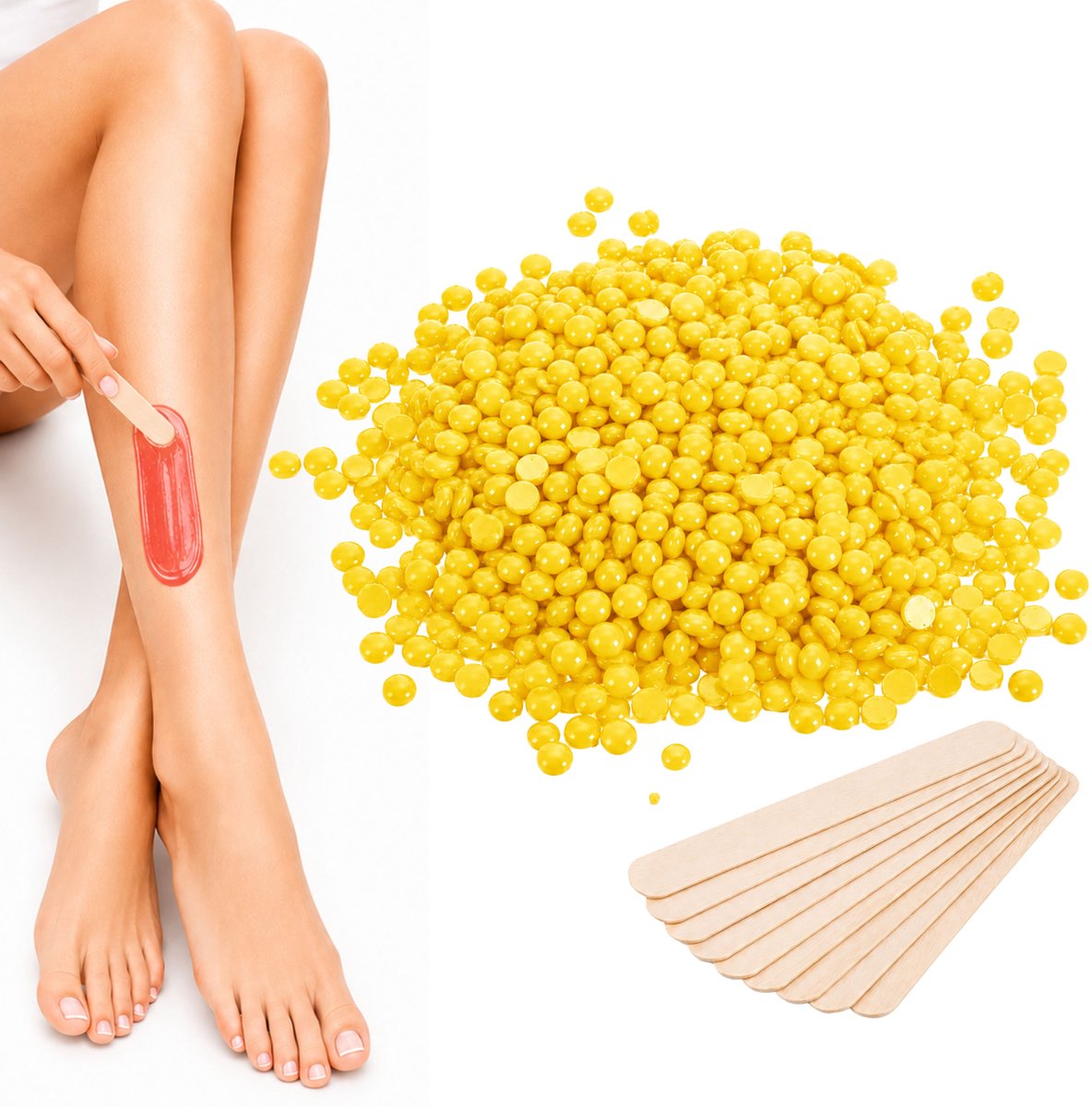 Guardian Beauty Wax Bonen - Ontharing - Hypoallergeen - 500g - Honing - Met 20 stuks Spatels - Harde Wasbonen - Ontharingswax