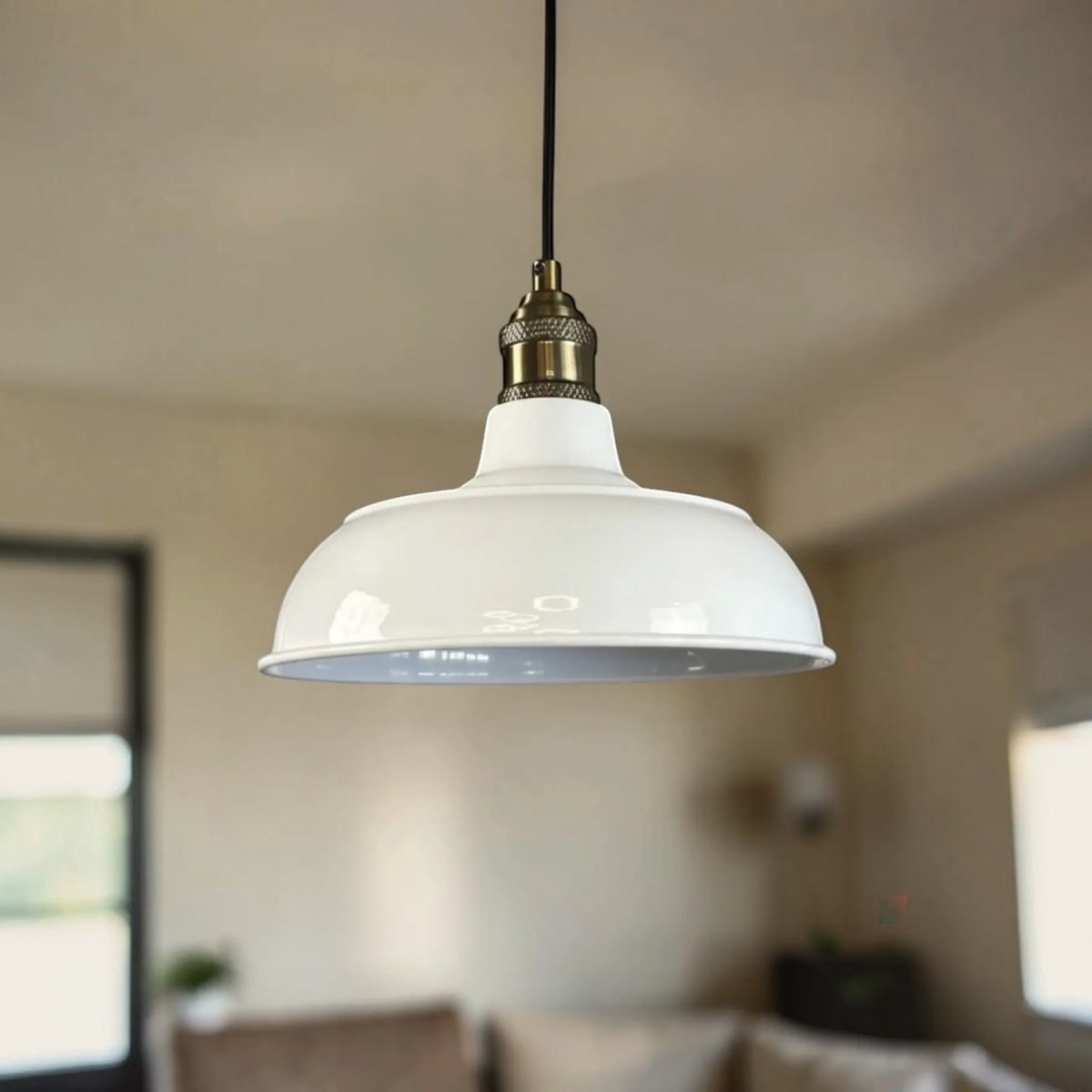Bamyum Veluna hanglamp, industriële Modern stijl, Ø26 cm, witte metalen lamp