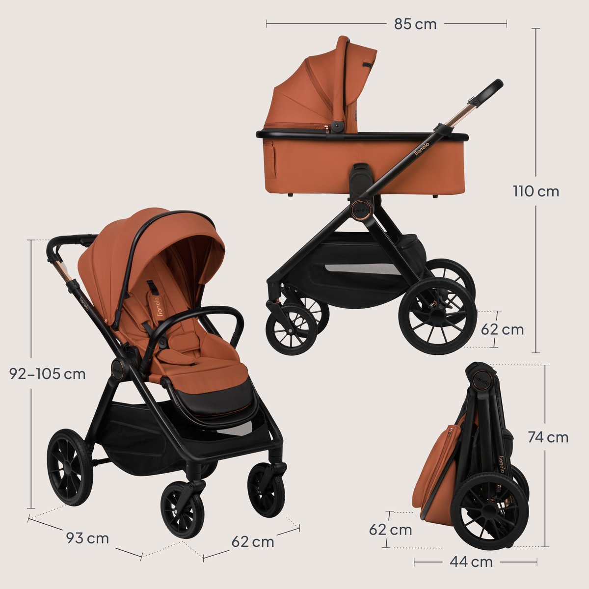 Lionelo Layla 3-in-1: Reiswieg, buggy en i-Size autostoel thumbnail 2
