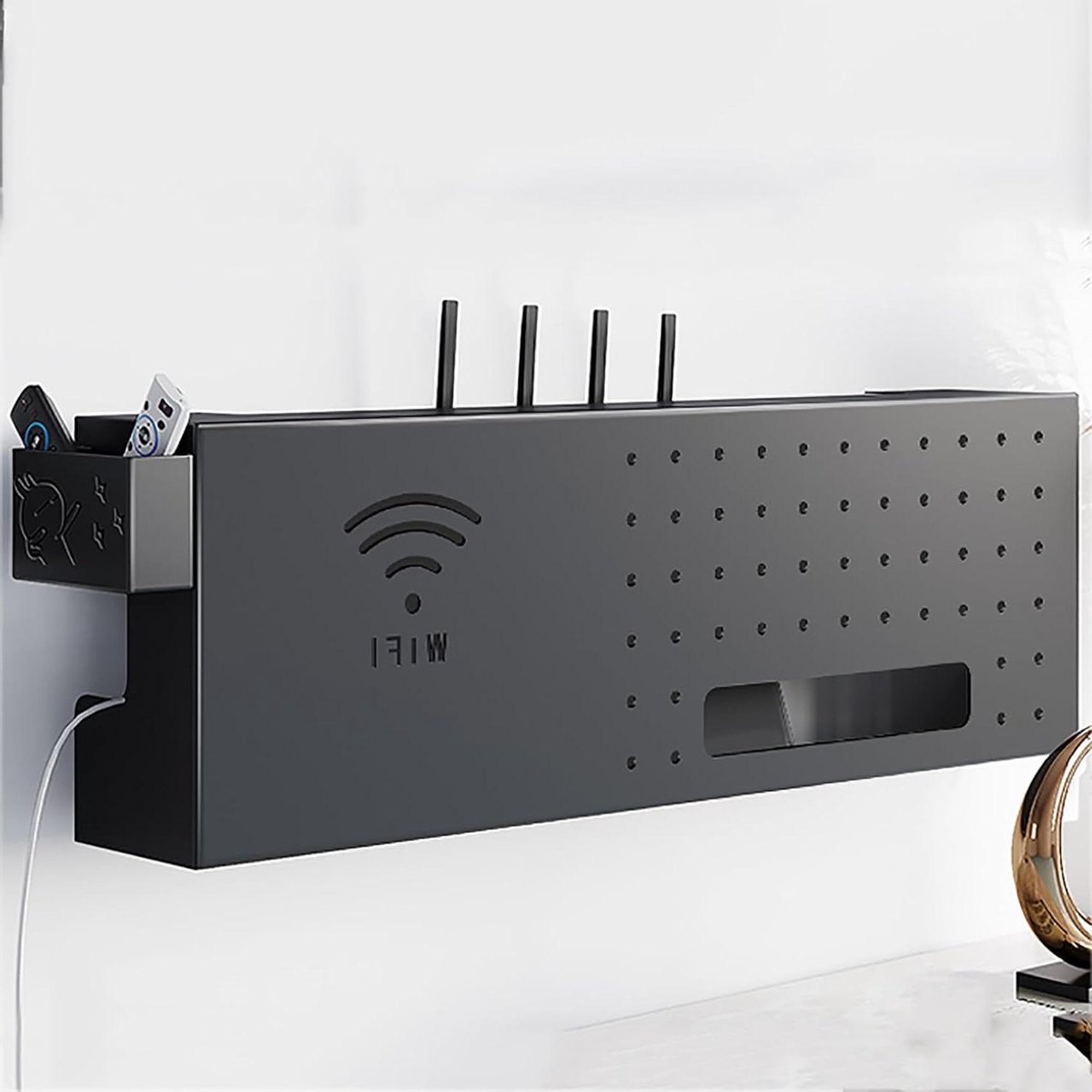 Router Opbergdoos - Router Hider - Kabels Organiseren - Met Afstandsbediening Houder - 40 x 20 x 10 cm - Zwart
