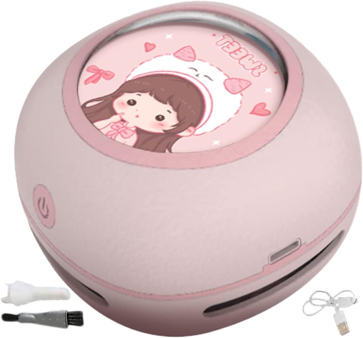 Desktop Stofzuiger - Mini Stoffer - Bureau Schoonmaken - Draadloos Oplaadbaar - 8.7 cm Hoog - Roze