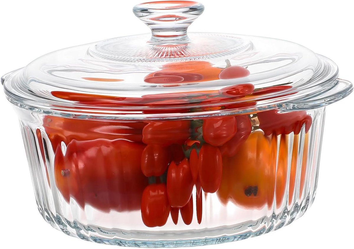 Glazen Ovenschaal - Diepe Schaal - Veelzijdig Koken - Transparant Deksel - 25 cm - Transparant