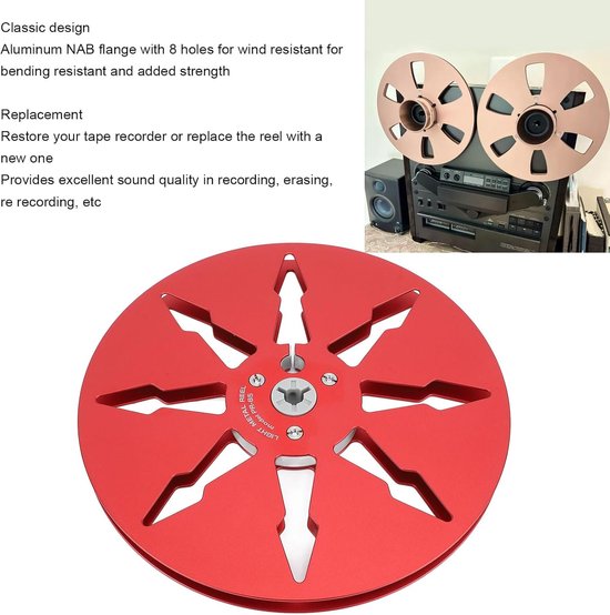 Lege Tape Spoel - Opname Spoel - Muziek Opnemen - 8-Gats Ontwerp - 7 Inch Diameter - Rood — afbeelding 2