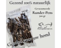 Runderpens Hond 500 Gram | 100% Natuurlijke Hondensnack | Gedroogde Runderpens | Kauwsnack voor Honden