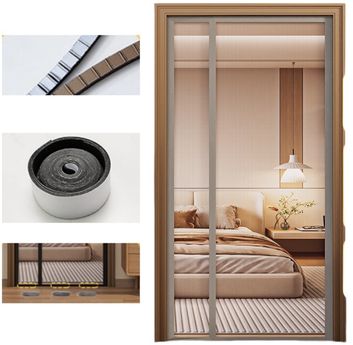 Magnetische hordeur met doorlopende magneetstrip – Magnetisch horgordijn – Privacyhor zond