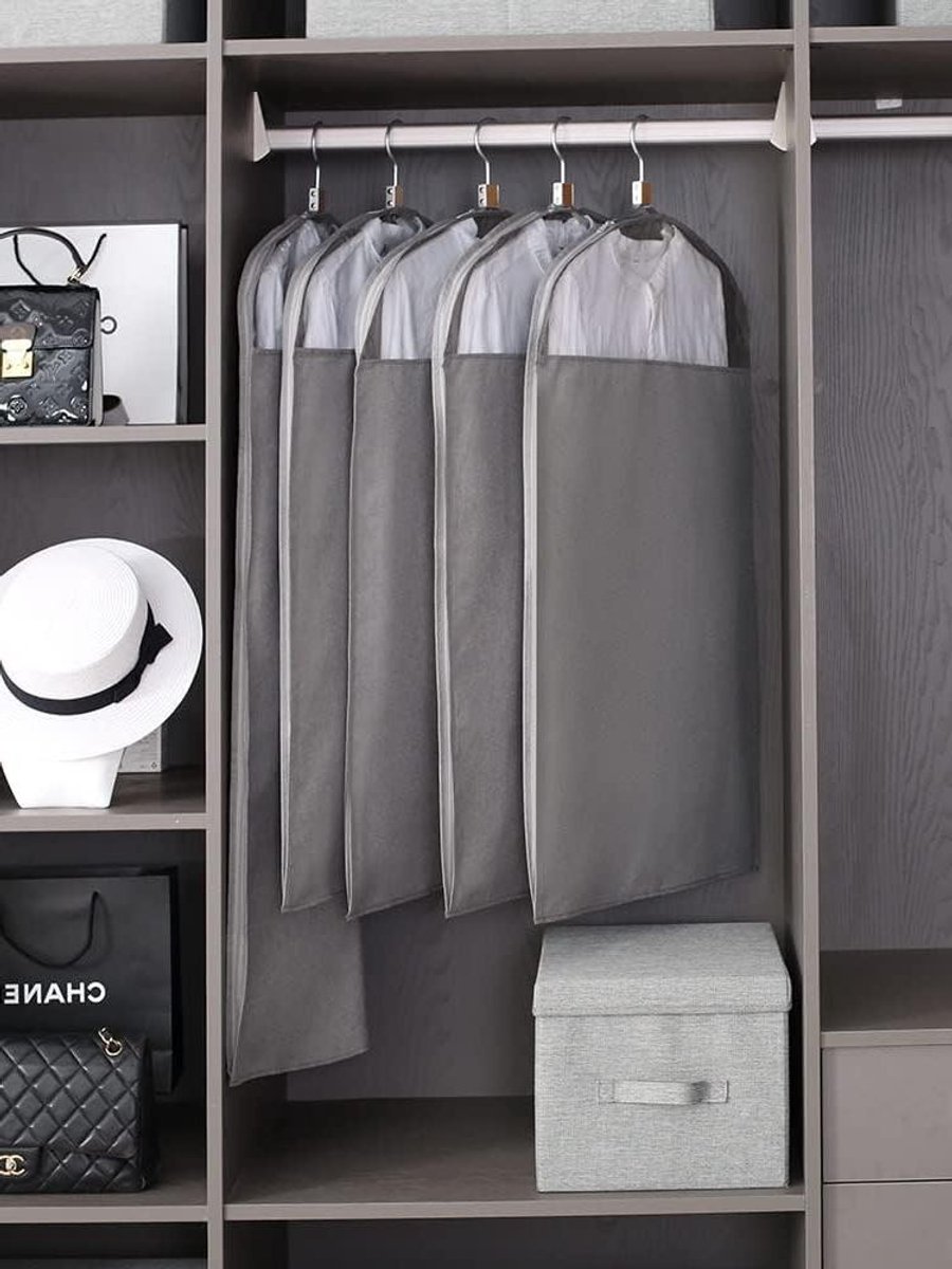 Kledinghoezen Set - Kledingbeschermers - Kleding Opbergen - Ademend Materiaal - 4 Stuks - Donkergrijs