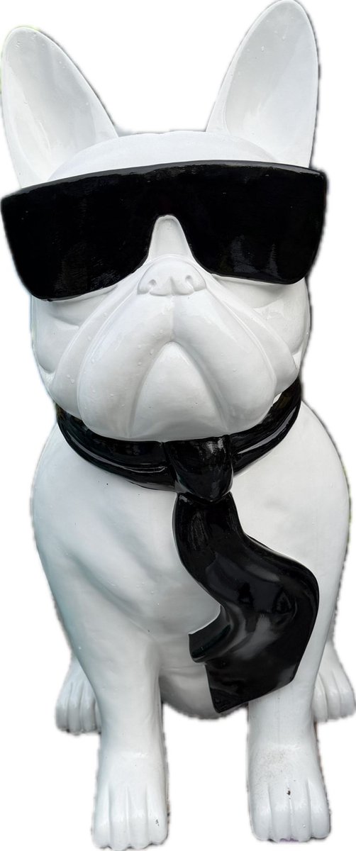 Franse Bulldog Welkomstbeeld – Hars Buitenbeeld Voor Tuin, Terras En Gazon – Realistisch En Weerbestendig (Grijs)