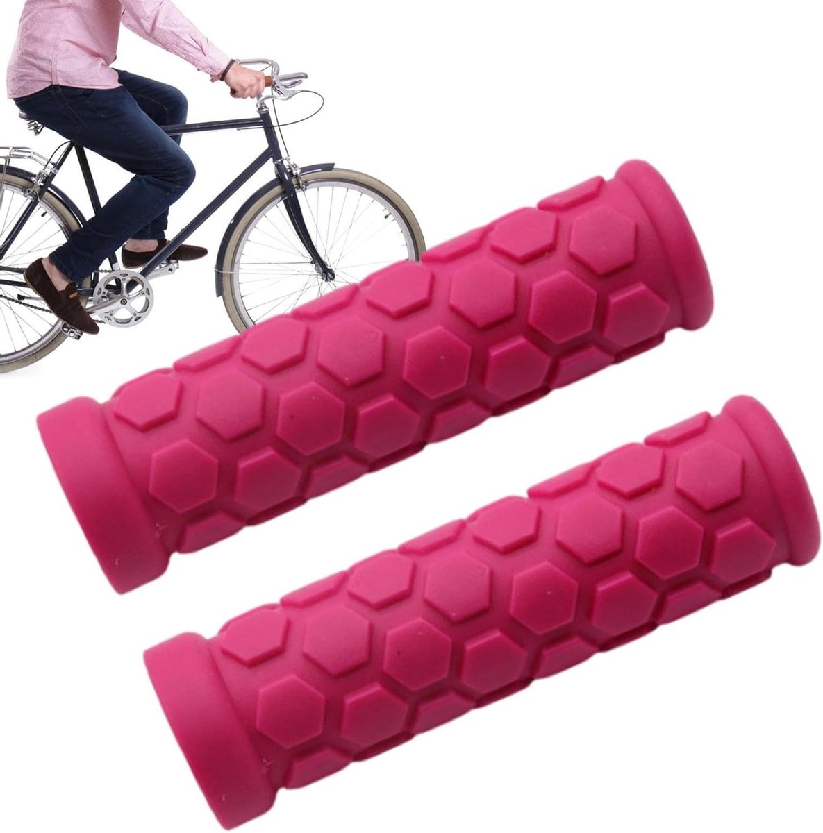Fietshandgrepen - Fietsgrepen - Comfortabel Fietsen - Schokabsorberend Rubber - 22 mm - Rood