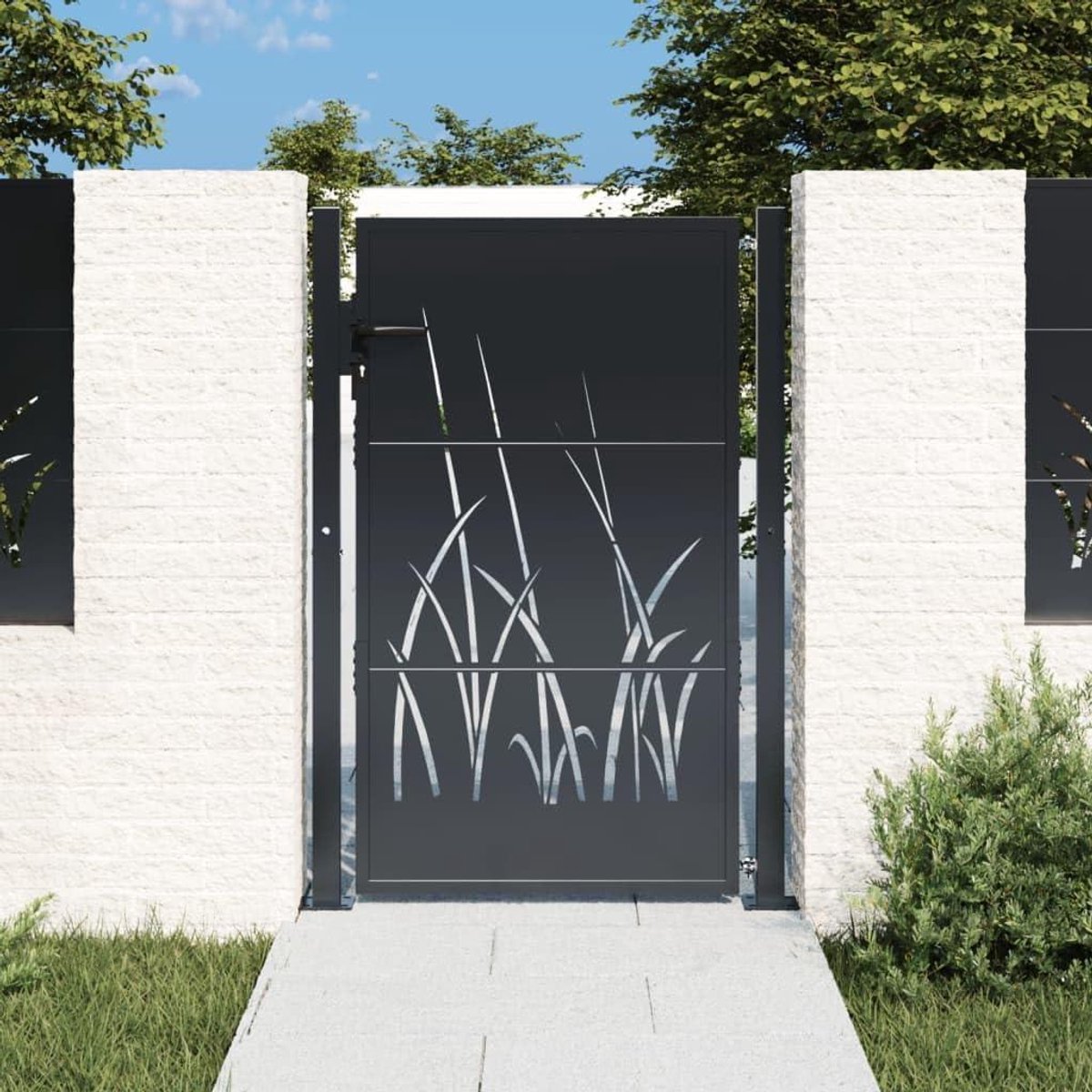 Tuinpoort - Buitenpoort - Toegang Afscheiding - Corrosiebestendig - 105 x 155 cm - Antraci