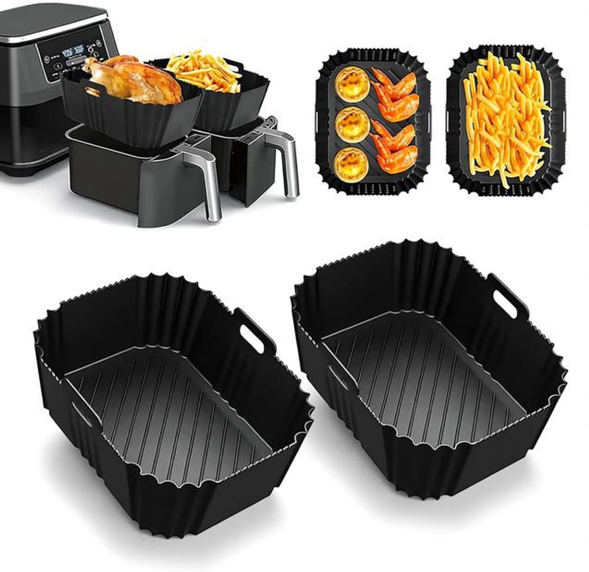 Maison Elara Siliconen Airfryer Accessoires Set - 2 Stuks - Geschikt voor Dual Zone Heteluchtfriteuses