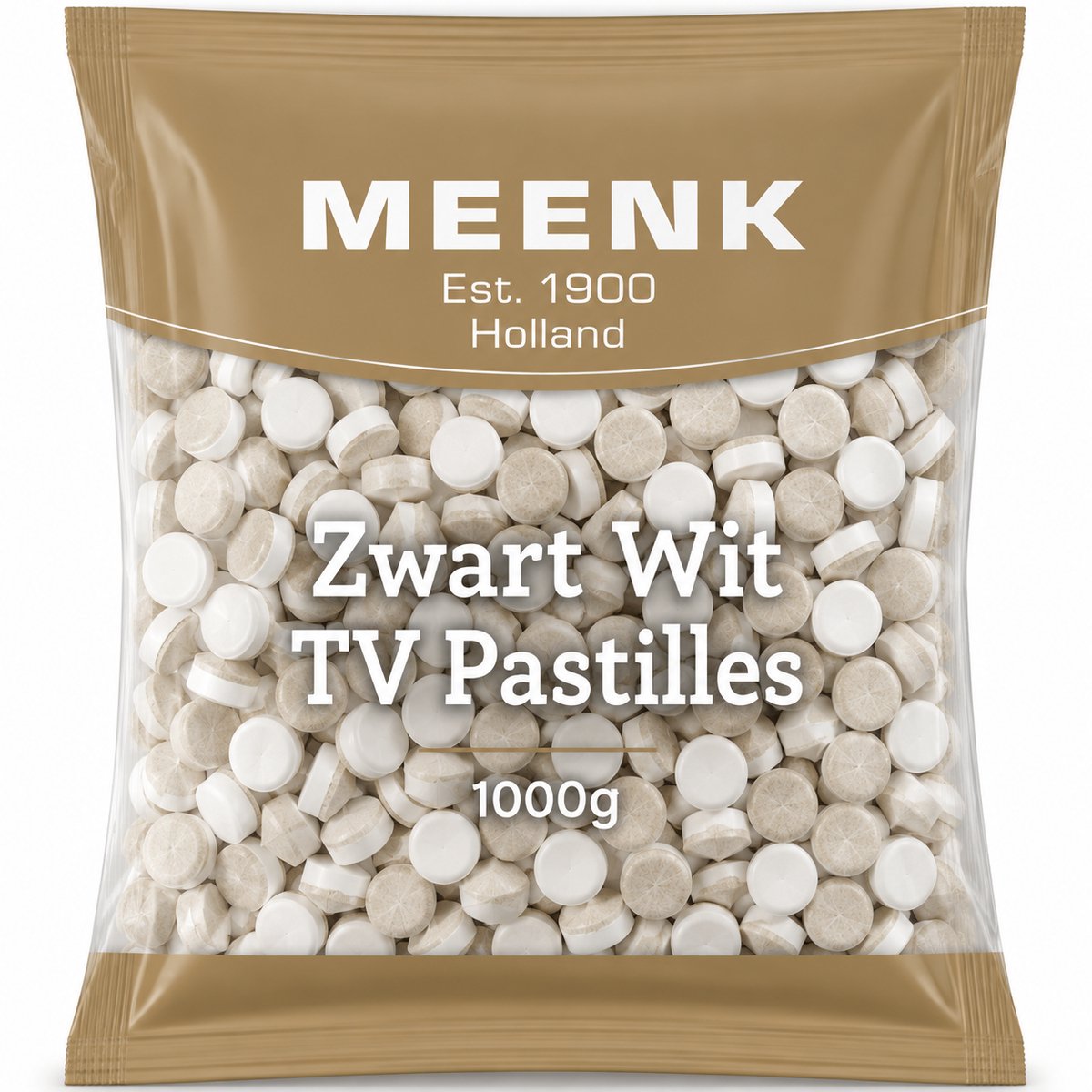 Meenk Zwart Wit TV Pastilles - Salmiakdrop - 1 Kilo
