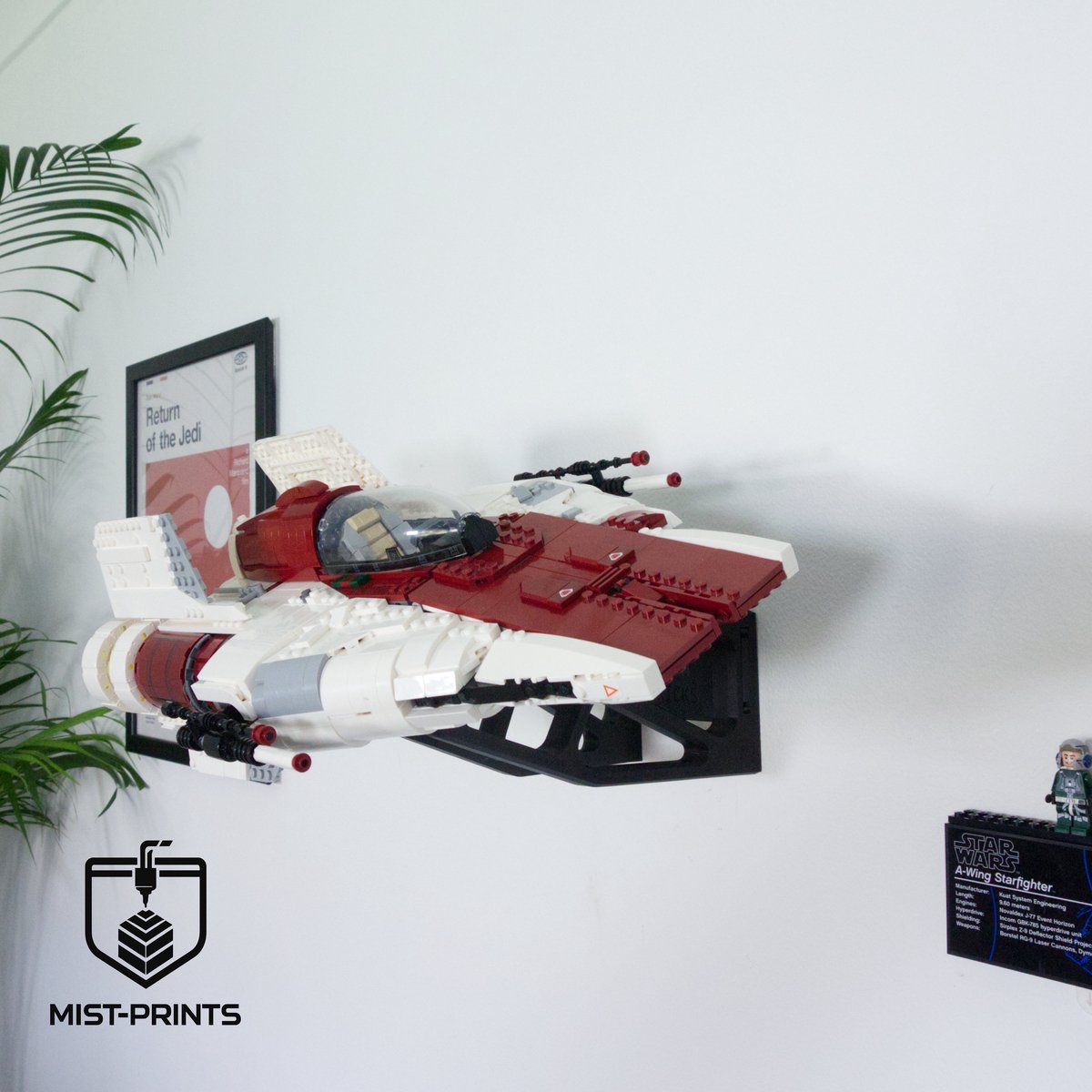 Mist-Prints - Wandbeugel voor bouwset 75275 - Muurhouder voor displaymodel - Geschikt voor LEGO - Zwart - 3D-geprint